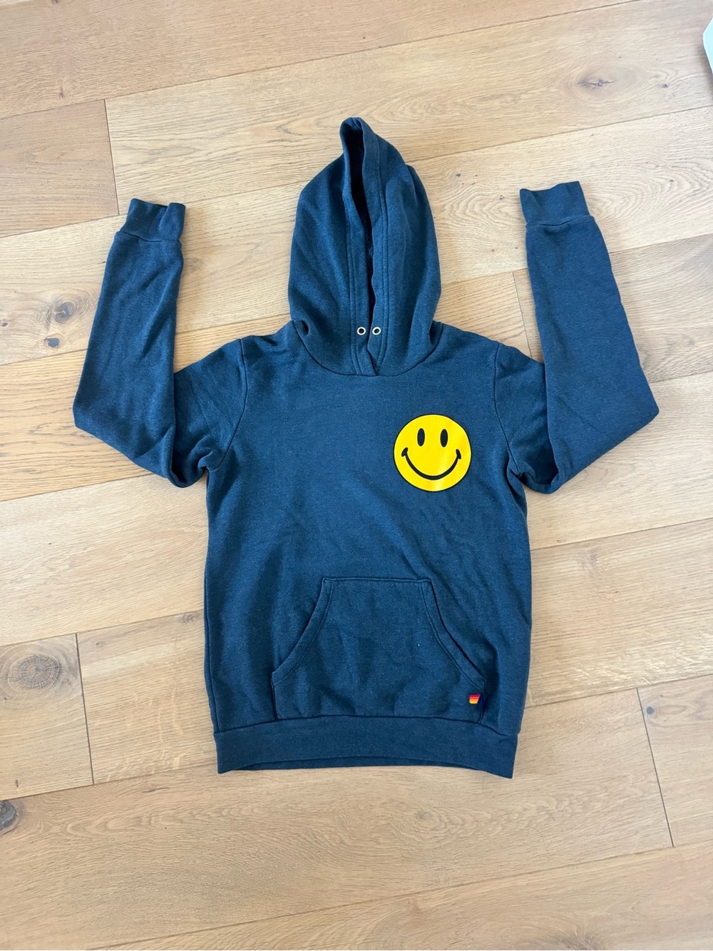 Aviator Nation Dark Gray Hoodie with Yellow Smiley NWT
